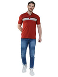 Men's Short Sleeve Slim Fit Collared Maroon T-Shirt