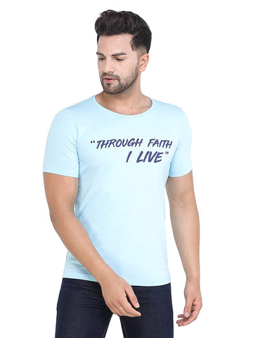 Men's Sky Blue Slim Fit T-Shirts