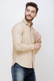 Men's Beige Full Sleeve Slim Fit Casual Shirt