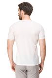 Men's Half Sleeves Henley Neck Slim Fit White T-Shirt