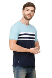 Men's Half Sleeves Round Neck Slim Fit Sky Blue T-Shirt