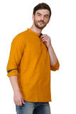 Mens Mustard Color Slim Fit Kurta