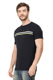 Men's Half Sleeves Round Neck Slim Fit Black T-Shirt