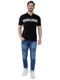 Men's Short Sleeve Slim Fit Collared Black T-Shirt colvynharris