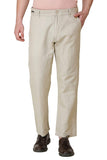 Mens Cream Loose Fit Casual Trouser