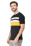 Men's Half Sleeves Round Neck Slim Fit Black Yellow T-Shirt colvynharris