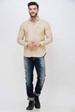 Men's Beige Full Sleeve Slim Fit Casual Shirt