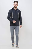 Men's Dark Grey Denim Hooded T-Shirt