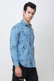 Men's Blue Floral Printed Slim Fit Luxury Shirt colvynharris