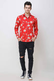 Men's Red Flora Printed Casual Shirt