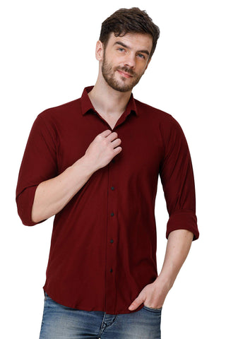Men's Maroon Plain Casual Shirts colvynharris