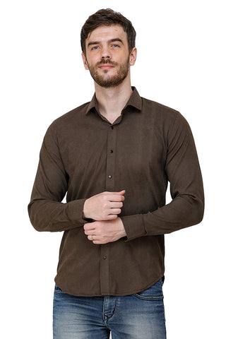Mens Brown Regular Fit Casual Shirts colvynharris