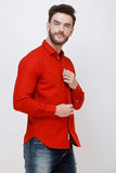 Men's Red Full Sleeve Slim Fit Casual Shirt