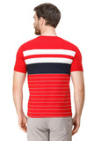 Men's Half Sleeves Round Neck Slim Fit Red Blue T-shirt