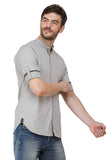 Mens Grey Regular Fit Kurta colvynharris