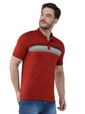 Men's Short Sleeve Slim Fit Collared Maroon T-Shirt