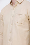 Men's Beige Full Sleeve Slim Fit Casual Shirt