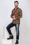 Men's Casual Full Sleeve Brown Shirt