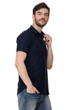 Mens Navy Blue Slim Fit Casual Shirts