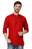 Mens Blood Red Color Slim Fit Kurta