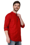 Mens Blood Red Color Slim Fit Kurta