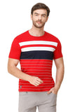 Men's Half Sleeves Round Neck Slim Fit Red Blue T-shirt colvynharris