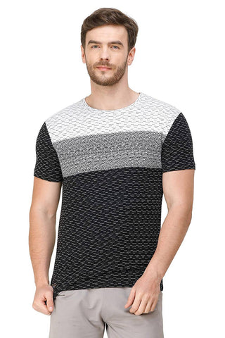 Men's Half Sleeves Round Neck Slim Fit Black T-Shirt