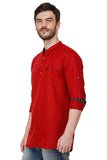 Mens Blood Red Color Slim Fit Kurta