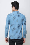 Men's Blue Floral Printed Slim Fit Luxury Shirt