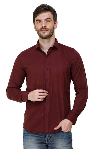 Mens Maroon Regular Fit Casual Shirts