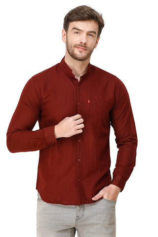 Men's Maroon Full Sleeve Slim Fit Luxury Shirt