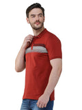 Men's Short Sleeve Slim Fit Collared Maroon T-Shirt