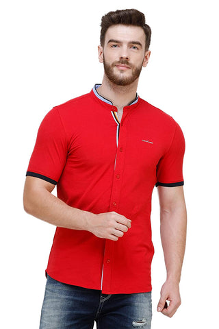 Men's Red Half Sleeve Casual Luxury Shirt