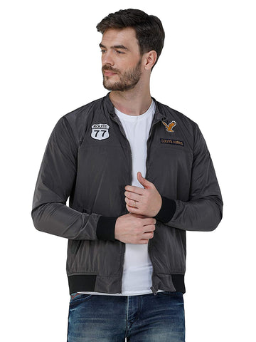 Men's Grey Winterwear Zipper Bomber Jacket