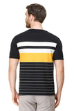 Men's Half Sleeves Round Neck Slim Fit Black Yellow T-Shirt
