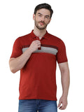 Men's Short Sleeve Slim Fit Collared Maroon T-Shirt