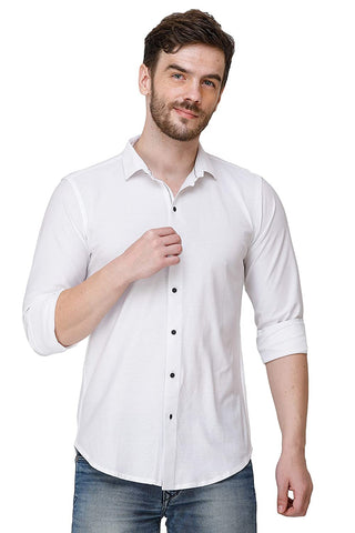 Men's White Plain Casual Shirts