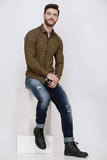 Men's Mustard Slim Fit Checkered Luxury Shirt