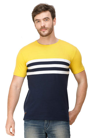 Men's Half Sleeves Round Neck Slim Fit Yellow T-Shirt colvynharris