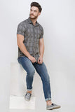 Men's Dark Grey Half Sleeve Luxury Shirt