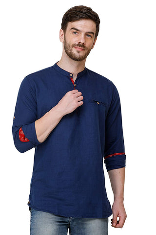 Mens Navy Color Slim Fit Kurta
