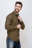 Men's Mustard Slim Fit Checkered Luxury Shirt colvynharris