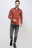 Men's Casual Full Sleeve Red Shirt