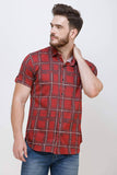 Men's Maroon Half Sleeve Luxury Shirt