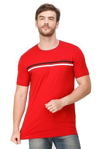 Men's Half Sleeves Round Neck Slim Fit Red T-Shirt