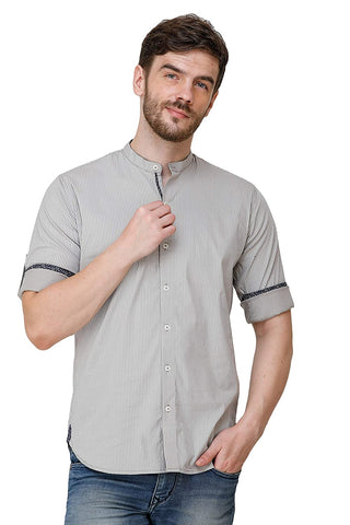 Mens Grey Regular Fit Kurta