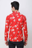 Men's Red Flora Printed Casual Shirt