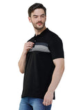 Men's Short Sleeve Slim Fit Collared Black T-Shirt