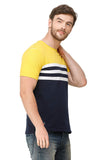 Men's Half Sleeves Round Neck Slim Fit Yellow T-Shirt