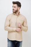 Men's Beige Full Sleeve Slim Fit Casual Shirt colvynharris